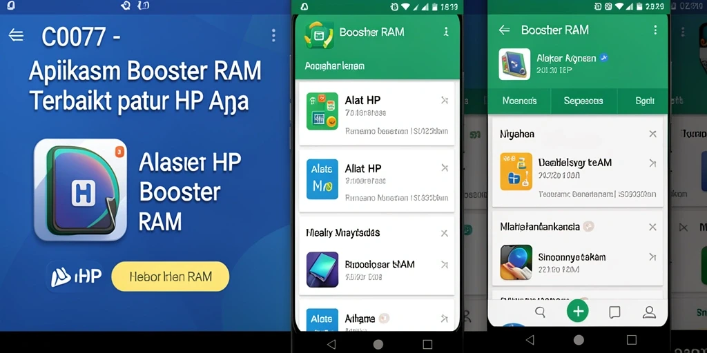 Tampilan antarmuka C0077 yang sederhana dan fungsional untuk Booster RAM.