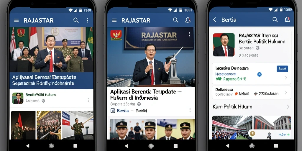 Screenshot antarmuka aplikasi RAJASTAR yang memberikan berita Politik Hukum.