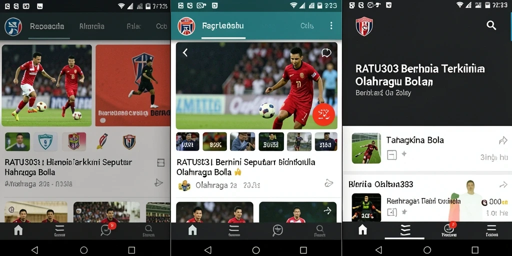 Antarmuka aplikasi RATU303 dengan informasi Olahraga Bola.